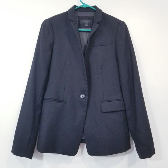 J. Crew Black Wool Blend Regent Blazer Stand Up Collar - Picture 2 of 13